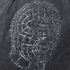 Vintage Black Mask Graphic Loose T-Shirt — detail shot