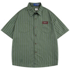 Vintage Striped Loose Shirt — back view