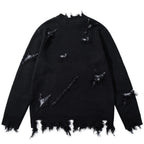 Vintage Ripped Knit Oversized Sweater — detail shot