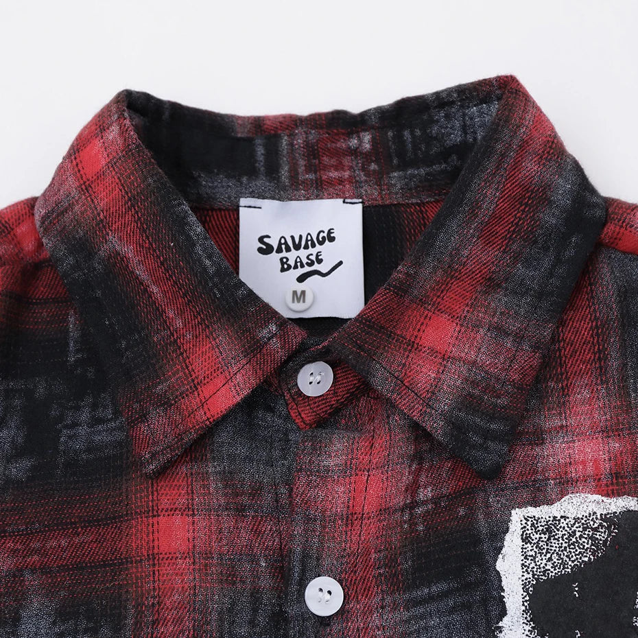 Y2K Vintage Plaid Oversized Shirt — detail shot