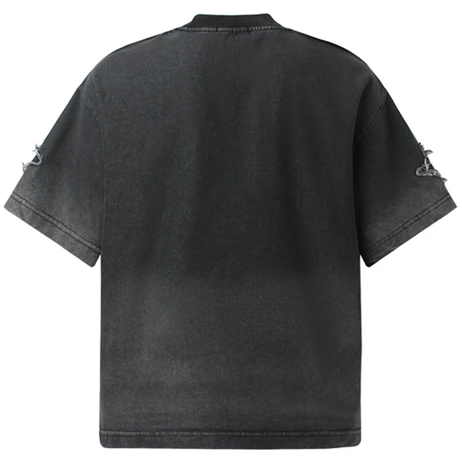 Vintage Star Patchwork Oversized T-Shirt — detail shot