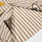 Vintage Striped Cat Graphic Shirt — fabric close-up