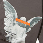 Grey Angel Print Fleece Hoodie — back view