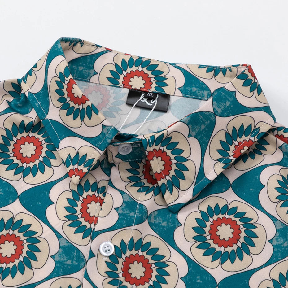 Sleeve Vintage Graphic Loose Shirt — back view