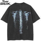 Graphic Black Skeleton Faded T-Shirt — front view