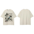 White Vintage Beige Cartoon Graphic T-Shirt — fit shot