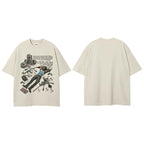 White Vintage Beige Cartoon Graphic T-Shirt — fit shot