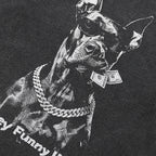 Funny Black Doberman Dog Graphic Oversized T-Shirt — back view