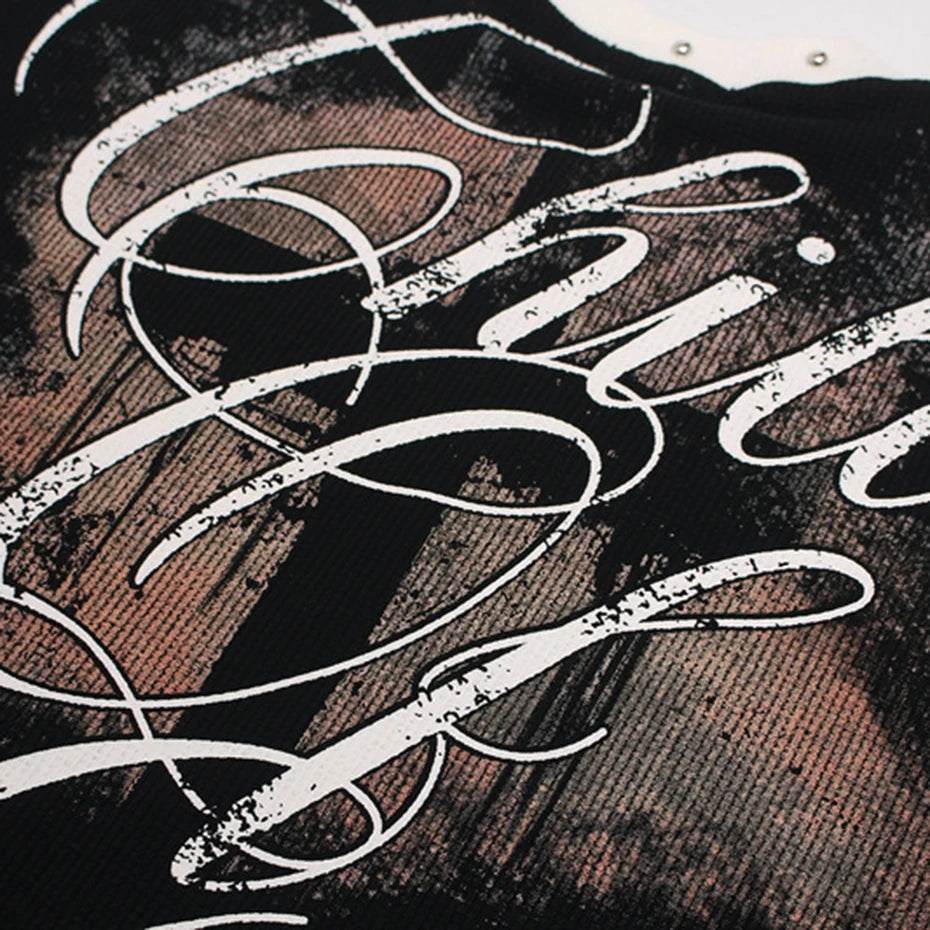 Y2K Cross Graphic Loose T-Shirt — fabric close-up