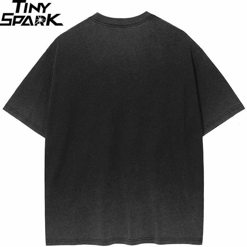 Vintage Black Washed Oversized T-Shirt — back view
