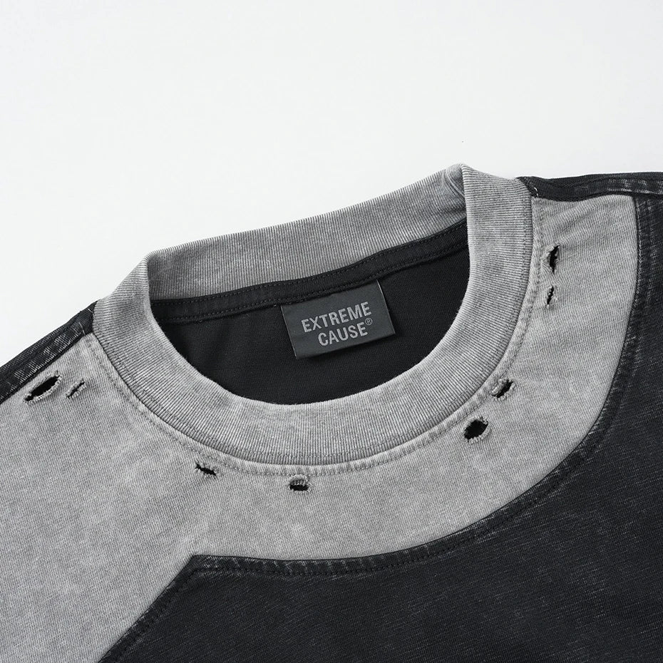 Y2K Patchwork Oversized T-Shirt — fit shot