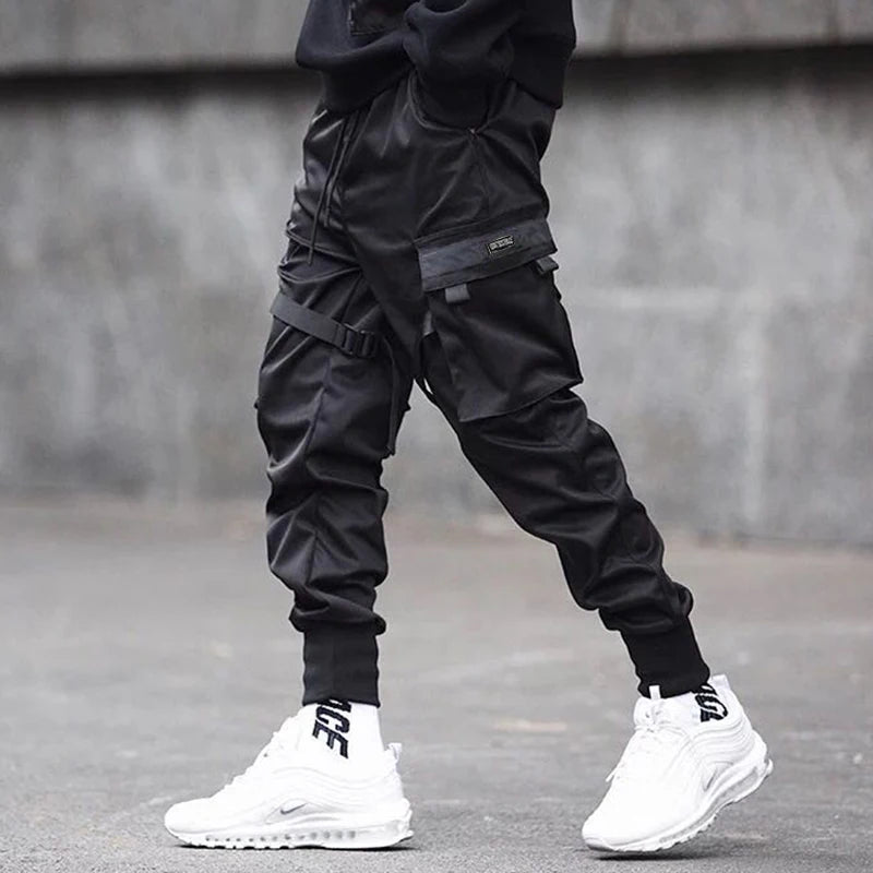 Ribbon Harem Cargo Pants — back view