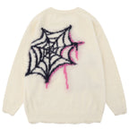 Goth Black Star Spider Knit Oversized Sweater — detail shot