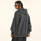 Vintage Print Oversized Hoodie — fabric close-up