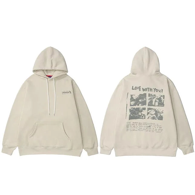 Bear Letter Print Fleece Hoodie — fabric close-up