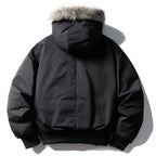 White Padded Fur Loose Puffer Jacket — front view