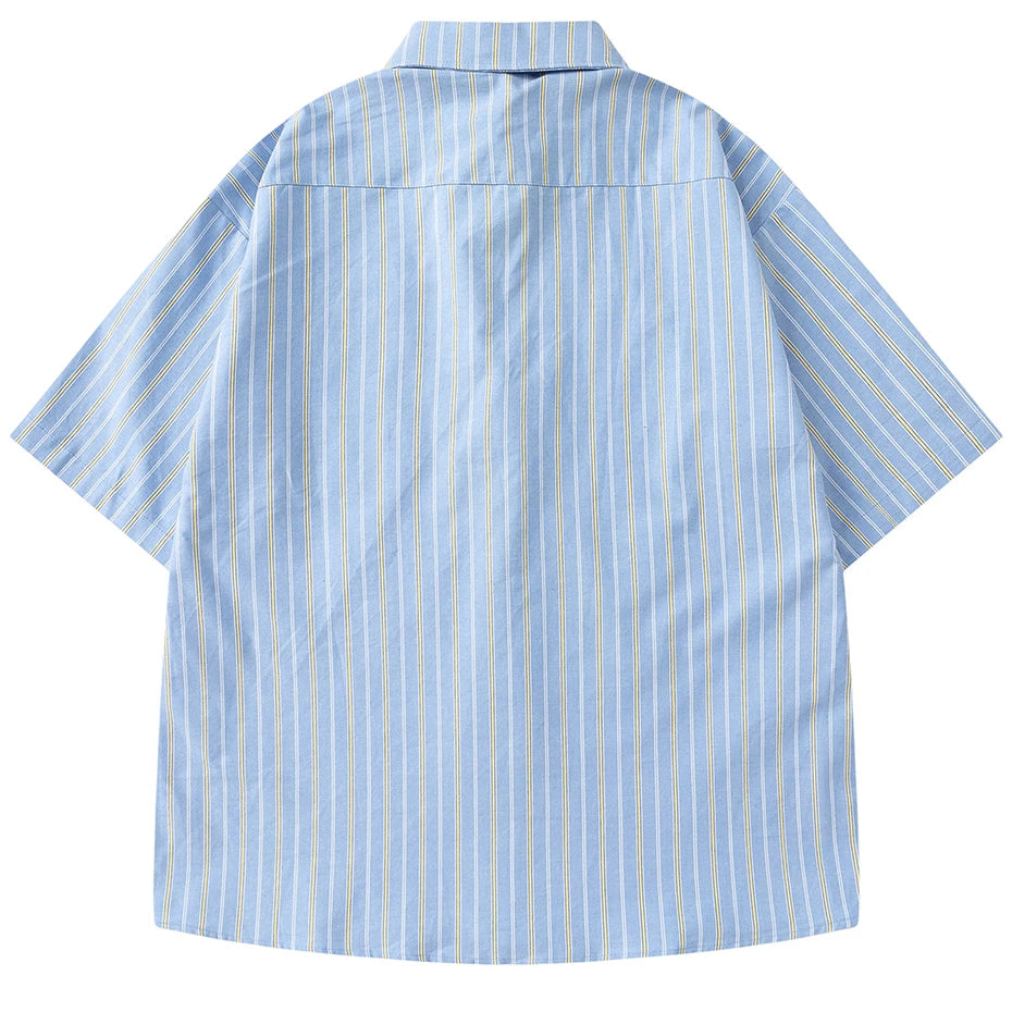 Shirts Vintage Striped Loose Shirt — front view