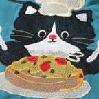 Cats Spliced Oversized Shirt — fabric close-up