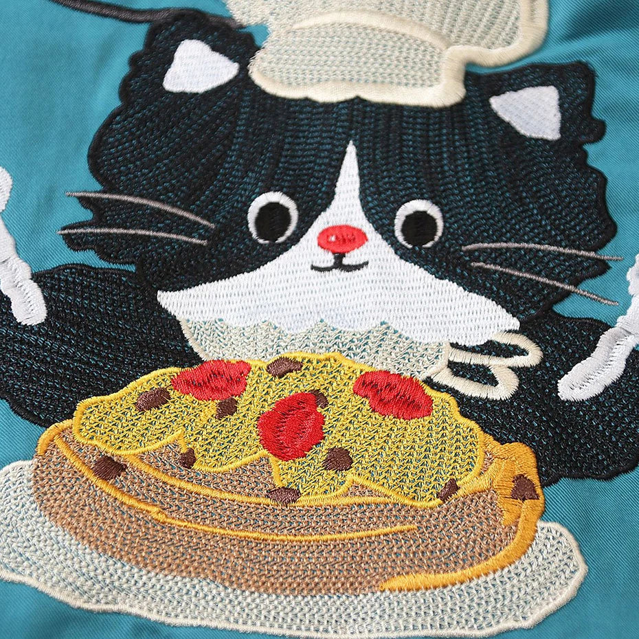 Cats Spliced Oversized Shirt — fabric close-up