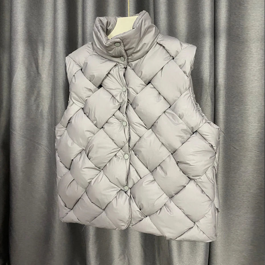 Weave Black Padded Loose Puffer Jacket — side view