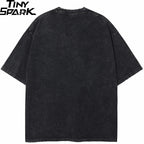 Retro Black Double Faces Washed T-Shirt — back view