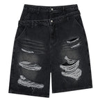 Vintage Ripped Denim Shorts — back view