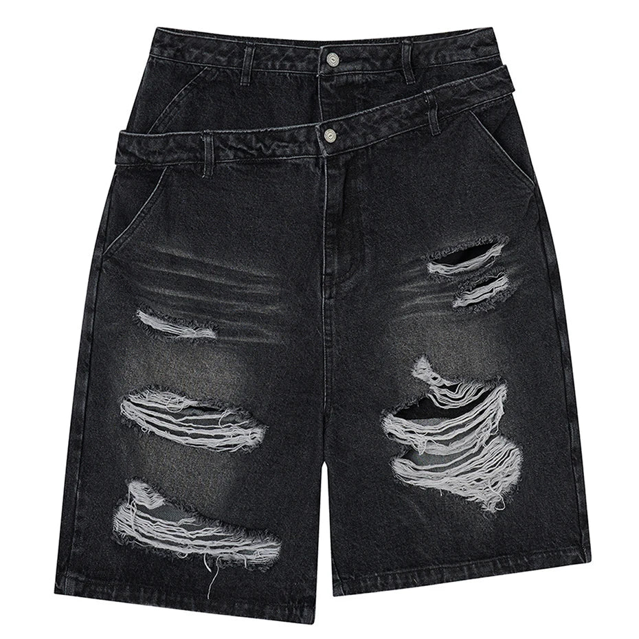 Vintage Ripped Denim Shorts — back view