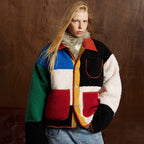 Color Block Oversized Puffer Jacket — back view