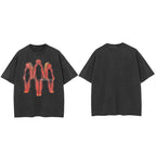 Flaming Retro Black Washed T-Shirt — side view
