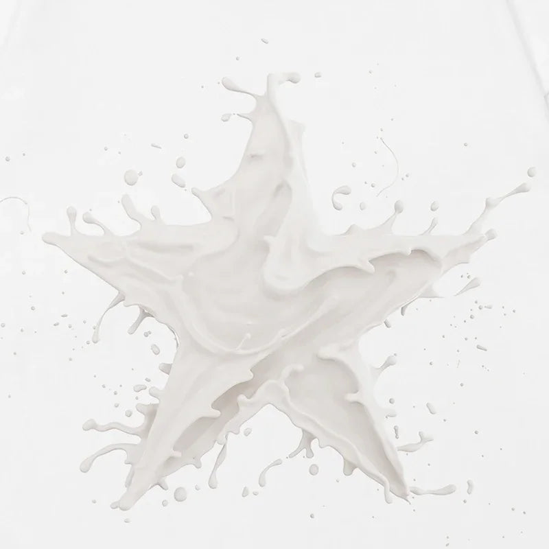 Y2K White Star Graphic T-Shirt — detail shot