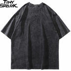 Black Cartoon Anime Graphic T-Shirt — back view