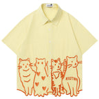 Vintage Cat Embroidered Loose Shirt — back view