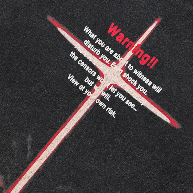 Black Cross Letter Graphic Loose T-Shirt — front view