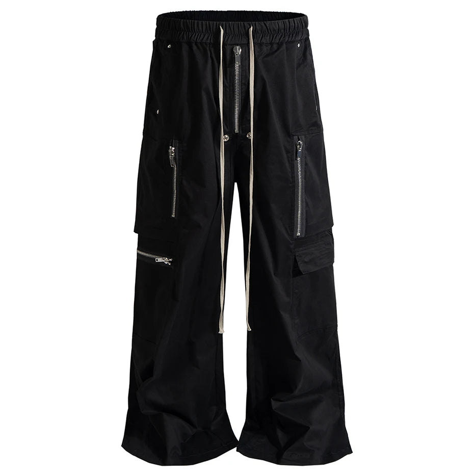 Pockets Black Baggy Cargo Pants — fabric close-up