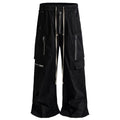 Pockets Black Baggy Cargo Pants — fabric close-up