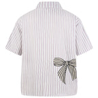 Bow Vintage Cat Graphic Oversized Shirt — front view
