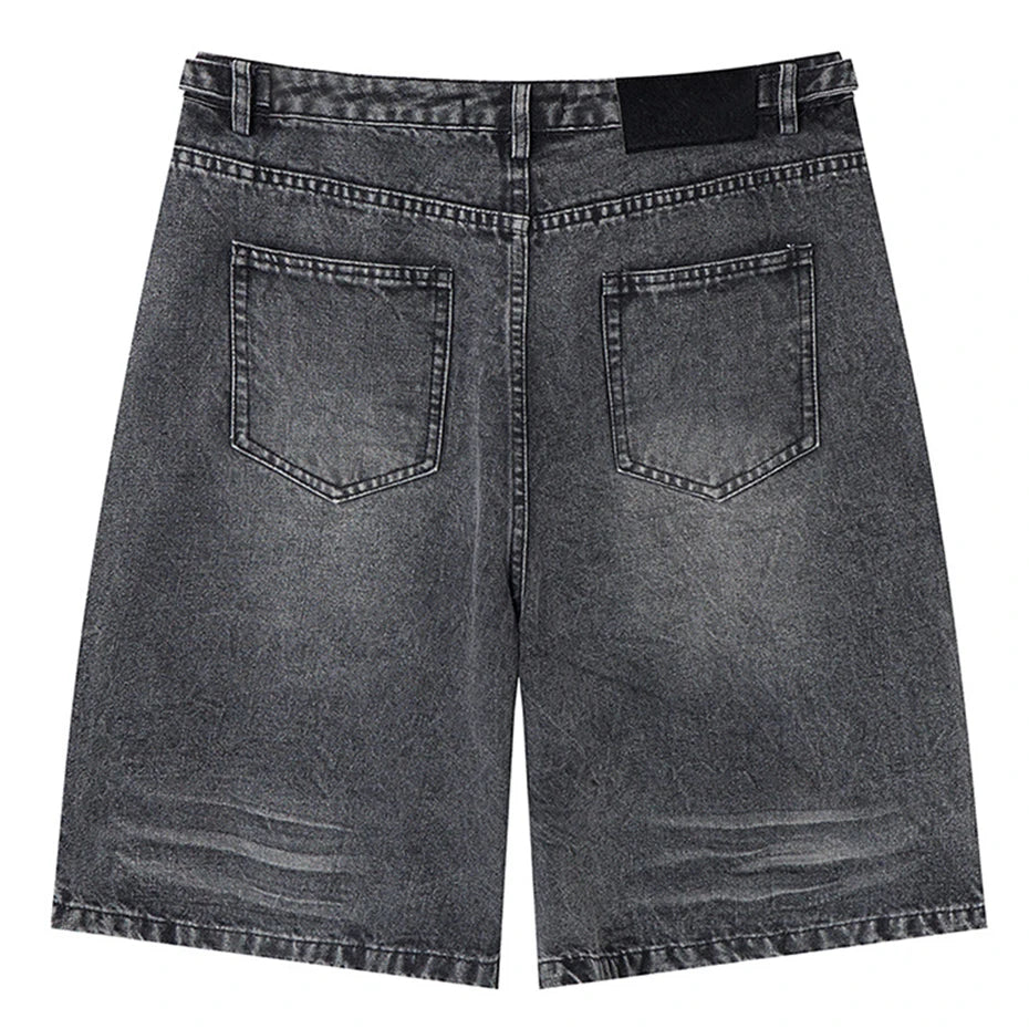 Tactical Y2K Loose Denim Shorts — detail shot
