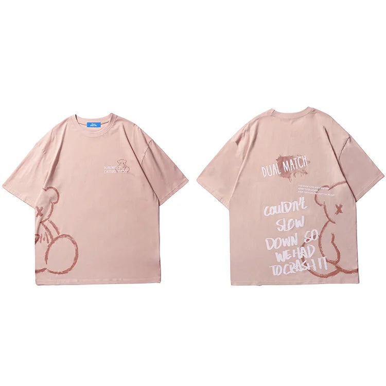 Black Bear Letter Print T-Shirt — fit shot
