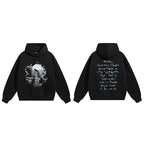 Print Retro Graphic Hoodie — fabric close-up