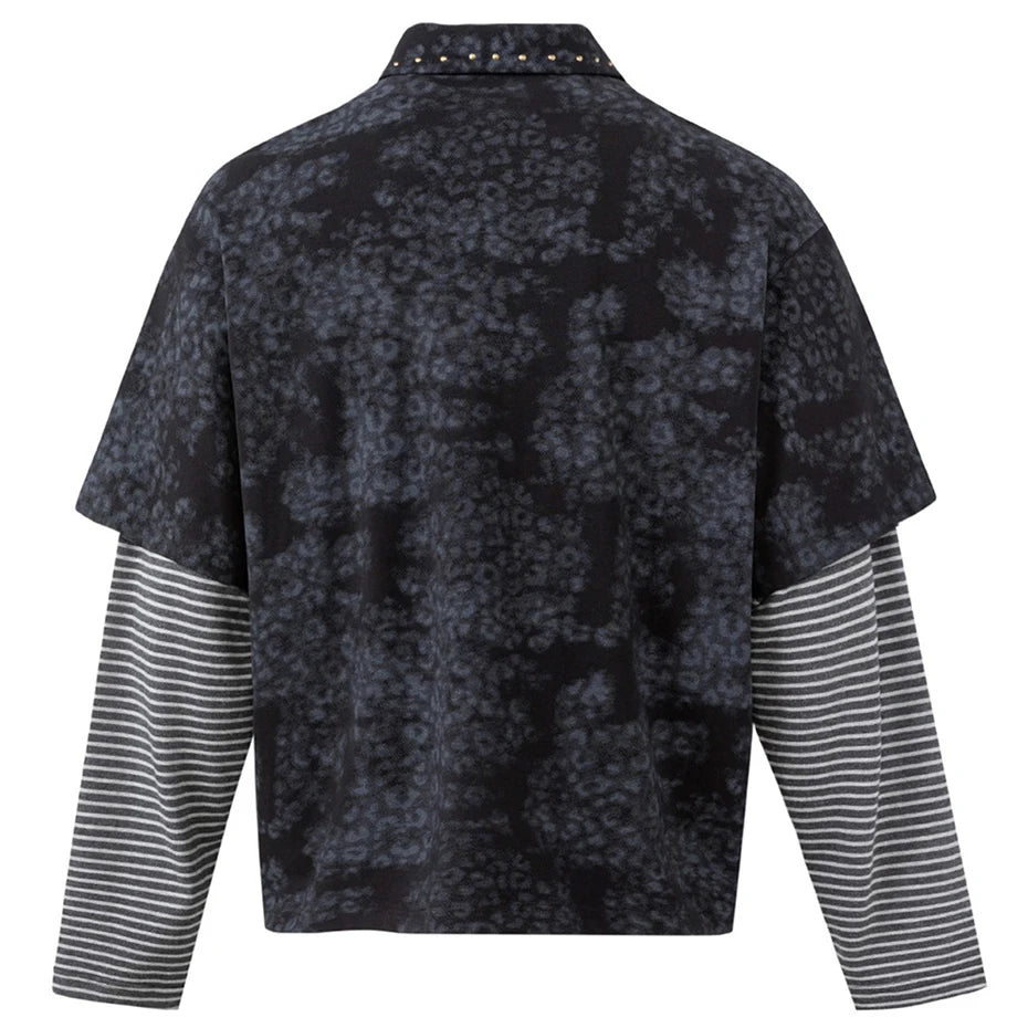 Y2K Vintage Patchwork Oversized Long Sleeve Tee — front view