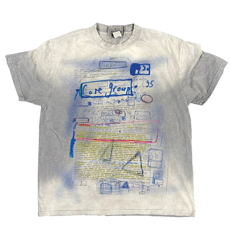 Y2K Tie Dye Graphic Oversized T-Shirt — fabric close-up