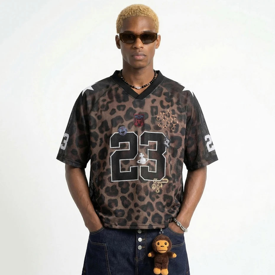 Y2K Leopard Graphic Oversized T-Shirt — back view