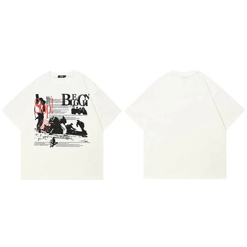 Aethetic White Graphic T-Shirt — fabric close-up