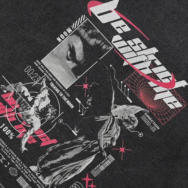 Black Angel Graphic Oversized T-Shirt — front view