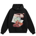 Cotton Black Graphic Oversized Hoodie — fabric close-up