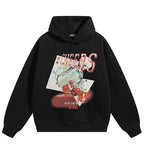 Cotton Black Graphic Oversized Hoodie — fabric close-up
