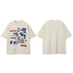 Beige Eyes Graffiti Graphic T-Shirt — fit shot