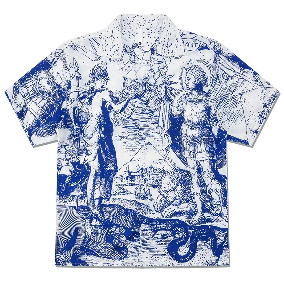 Hawaii Graphic Short Sleeve Button-Up Shirt — styling shot