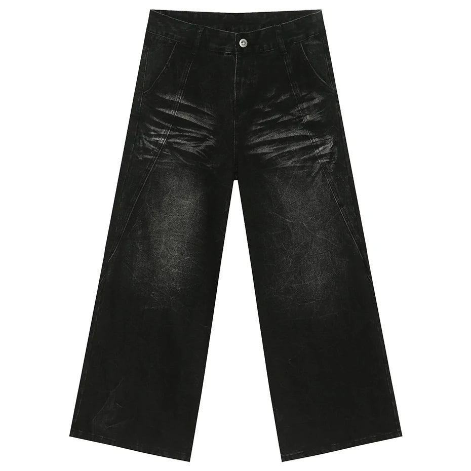 Vintage Patchwork Denim Baggy Jeans — fit shot