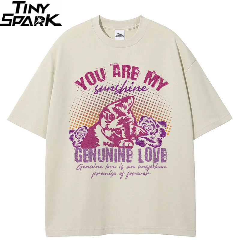 Y2K Beige Graphic T-Shirt — detail shot